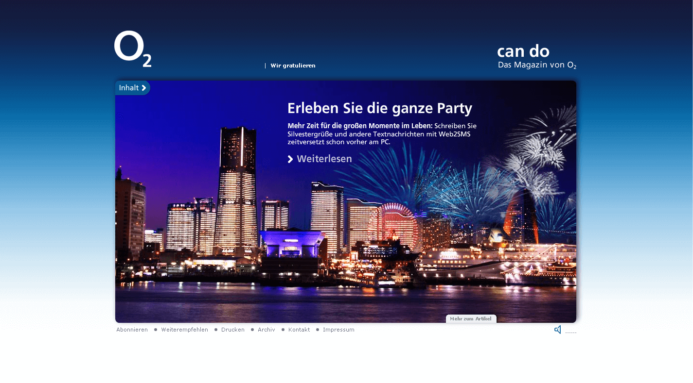 O2 can do Website Silvesterparty Stefie Plendl