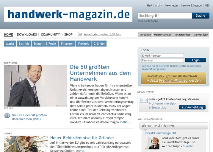 HANDWERK MAGAZIN WEBSITE